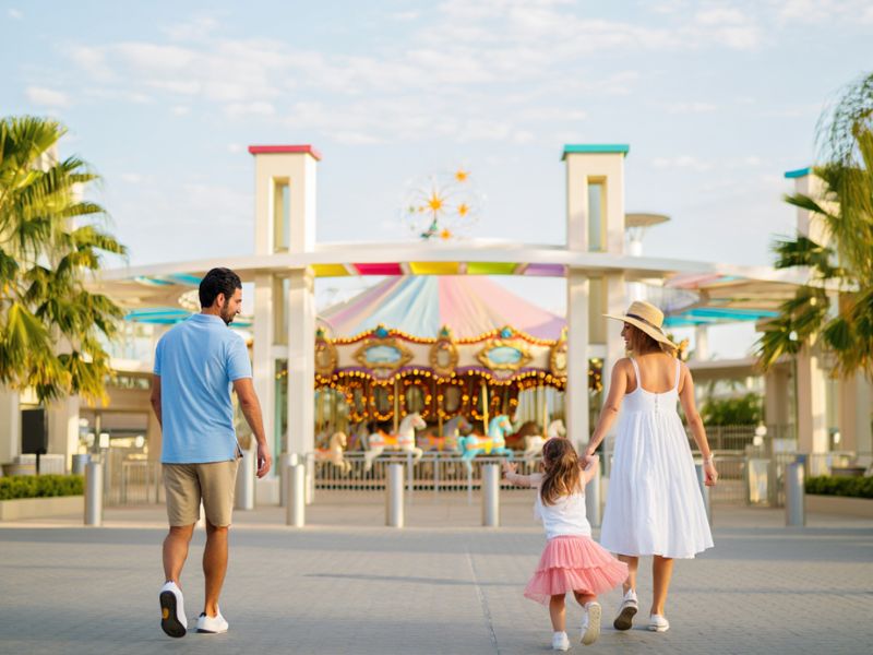Parco divertimenti e aree ludiche sanificate per la protezione dei visitatori.