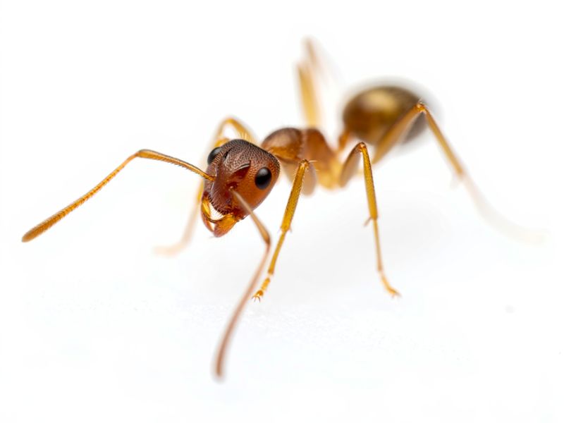 Formica Argentina (Linepithema humile) vista macro su sfondo bianco