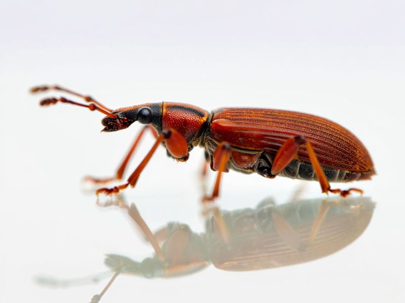 Macrofotografia di un Punteruolo Rosso delle palme (Rhynchophorus ferrugineus), per trattamenti endoterapici Alpha Range a Roma.