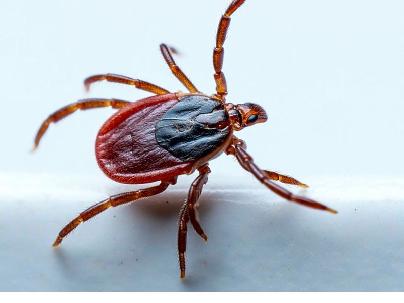 Dettaglio macroscopico microscopico di una siphonaptera pulce (pulci), que mostra l'anatomia scientifica per il controllo degli infestanti Alpha Range a Roma.