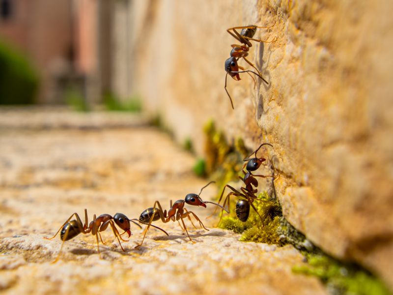 Formiche che riposano nel nido durante l'inverno