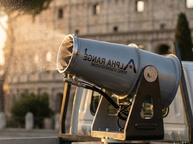 Panorama sereno di Roma al tramonto, simbolo di un ambiente sano e protetto dai protocolli Alpha Range